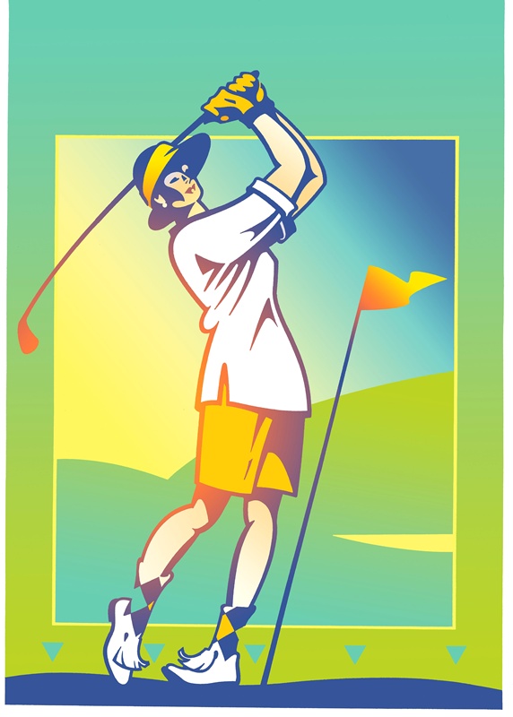 Female golfer preparing to swing