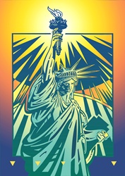 Statue of liberty against colored background