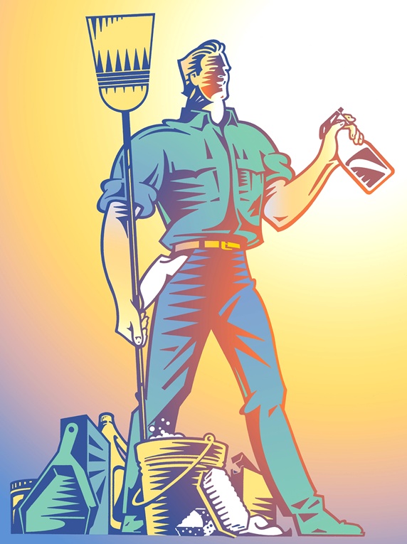 Illustration of male cleaner
