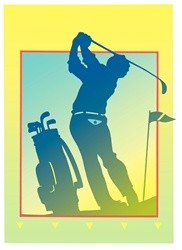 Silhouette of golf player in golf course