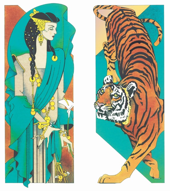 Woman with jewelry and tiger