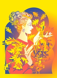 Woman holding leaves