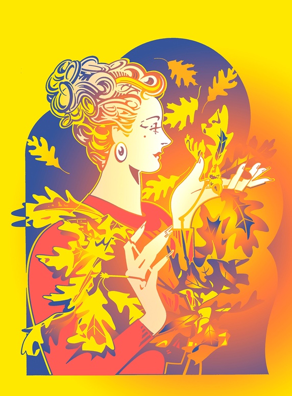 Woman holding leaves