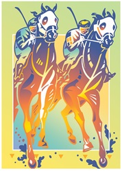 Two jockeys on horses