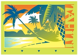 Palm trees by beach in Tahiti