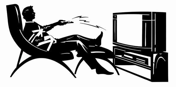 Man watching tv in armchair