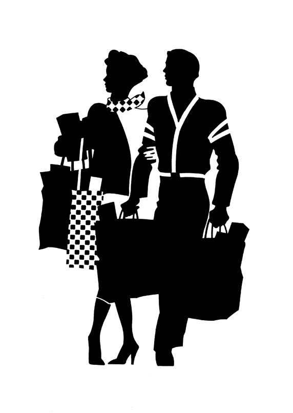 Mid adult couple with shopping bags