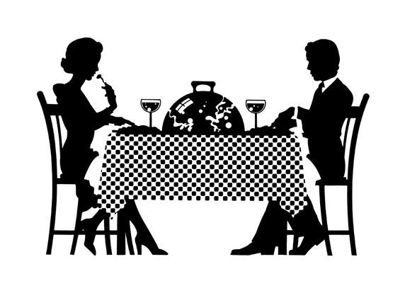 Elegant couple eating meal