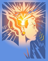 Female head illustrating brainstorm