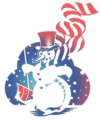 Snowman with shovel