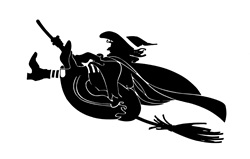 witch flying on broom