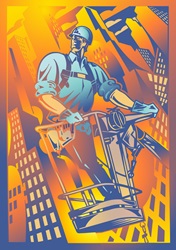 Construction worker in city