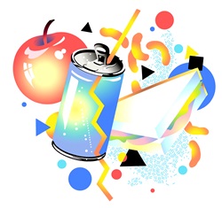 Apple and drink can