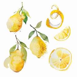 Watercolour painting of lemons