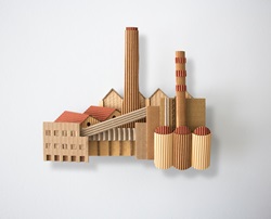 Factory made of corrugated cardboard