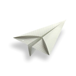Paper airplane on white background