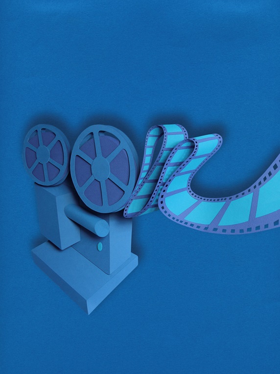 Film projector in paper art