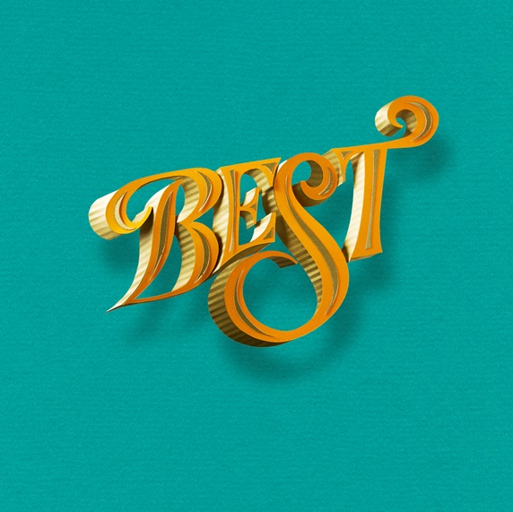 Word "Best" in gold on turquoise background