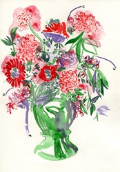 Bouquet of red and purple flowers