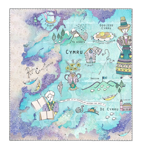 Wales map with symbols