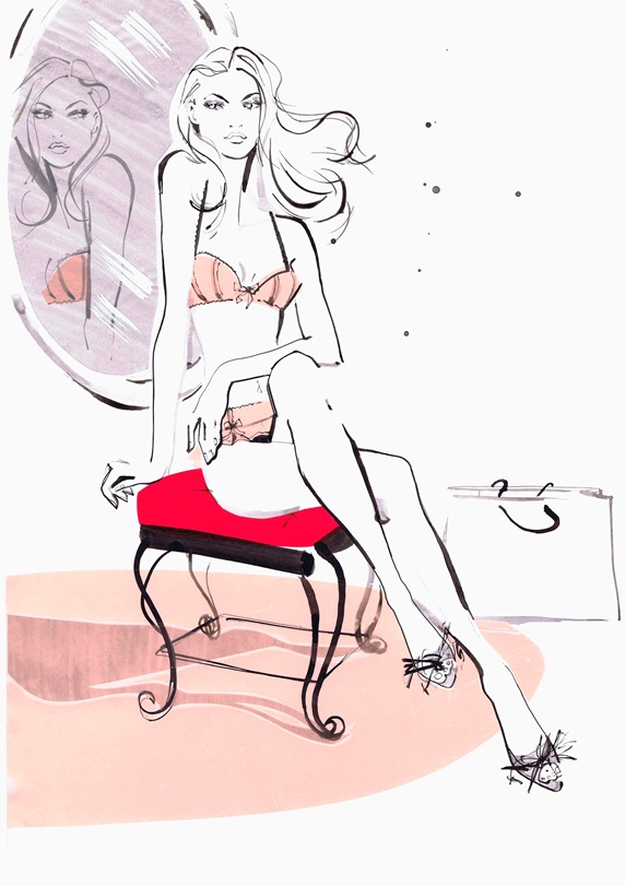 Beautiful woman sitting on chair in underwear