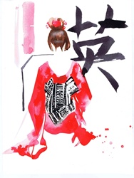 Rear view of woman in traditional chinese dress