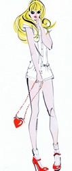 Blond young woman with heart shape purse
