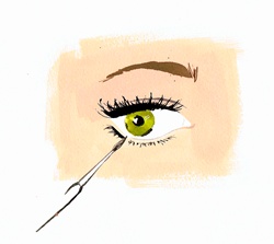 Close up woman applying eye liner