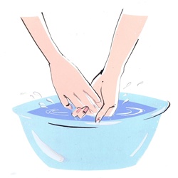 Female hands in wash bowl