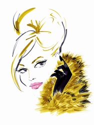 Glamorous blonde woman wearing fur