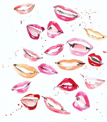 Lots of happy mouths and lips with lipstick