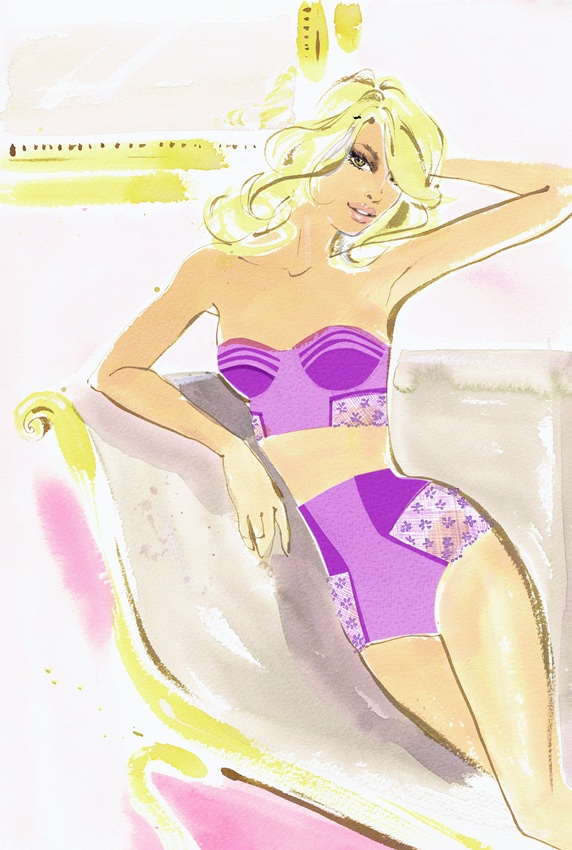 Beautiful woman in purple lingerie
