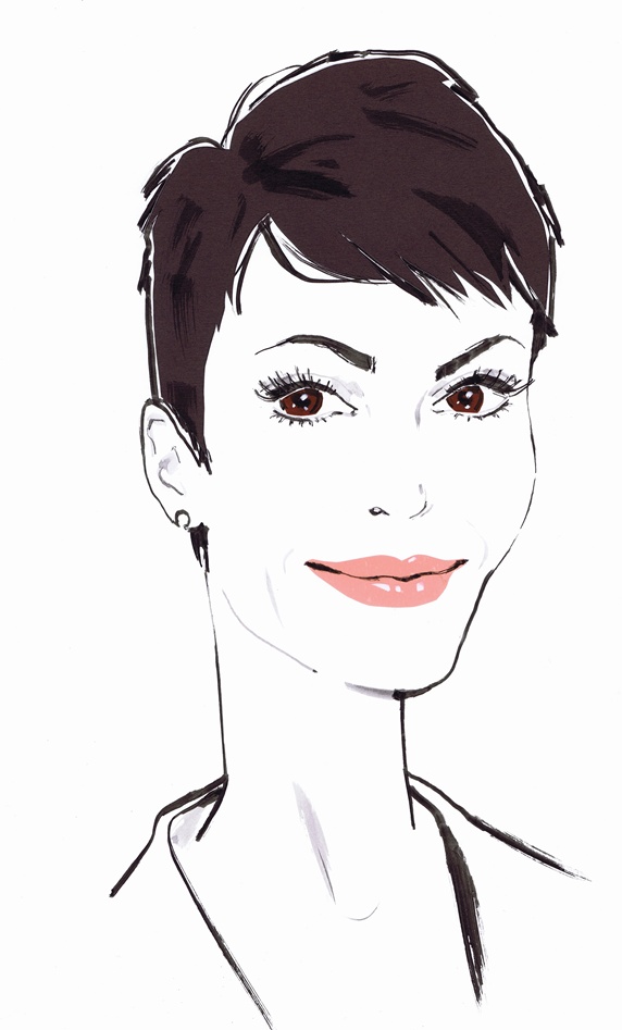 Smiling confident woman with short dark hair