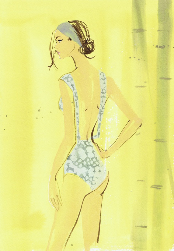 Beautiful young woman wearing swimming costume