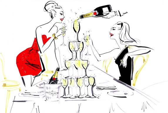 Women drinking champagne