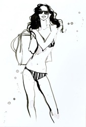 Portrait of young woman wearing bikini and sunglasses