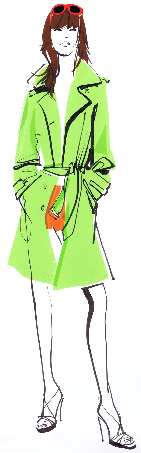 Portrait of young woman in green coat