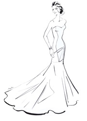 Elegant woman in long dress