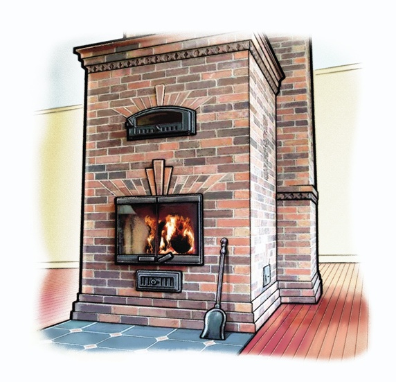 Brick wall and fireplace at home
