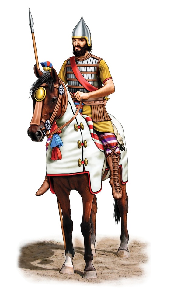 Army soldier with lance on horse