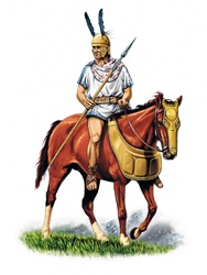 Roman warrior with lane on horse