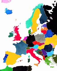 Watercolor map of Europe