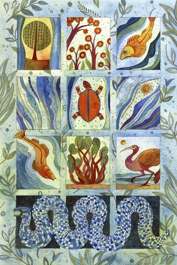 Animals and floral pattern
