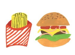 French fries and burger