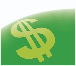 Dollar sign on green and white background