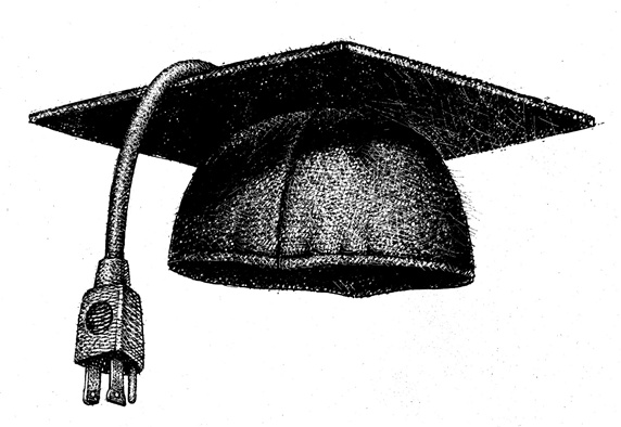Mortarboard with plug on white