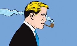Businessman smoking pipe