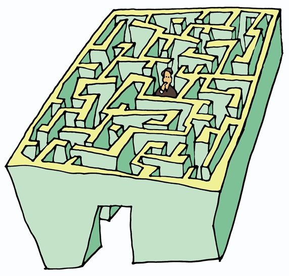 Man in the middle of maze