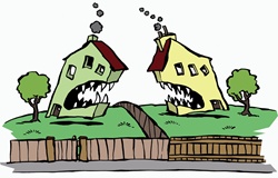 Houses with sharp teeth