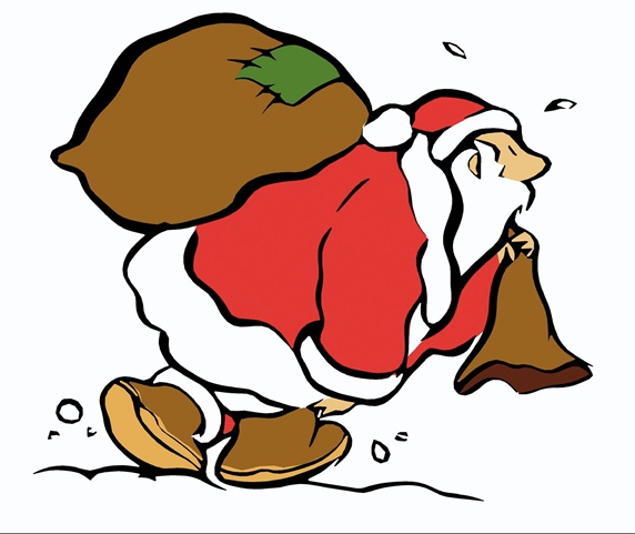 Santa Claus carrying bag of presents